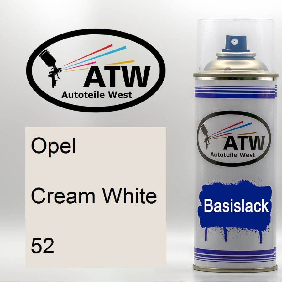 Opel, Cream White, 052: 400ml Sprühdose, von ATW Autoteile West.